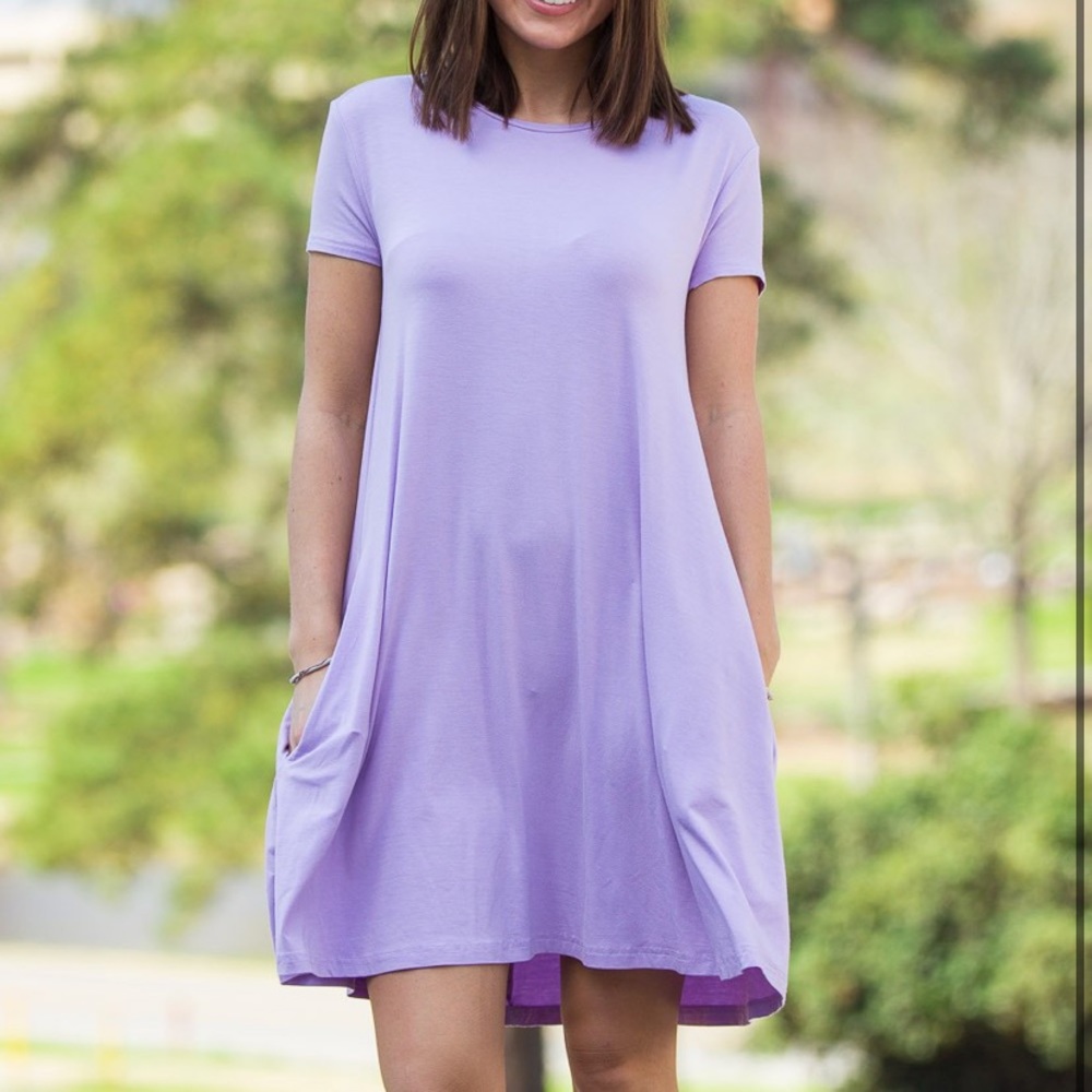 Lavender piko tshirt dress with pockets